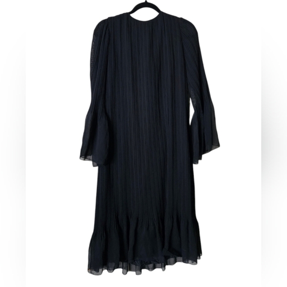 Harold Levine 1970s Vintage Black Pleated Lined Sheer Evening Dress sz Small EUC - Picture 1 of 5